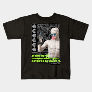 Modern futuristic techno retro quote greek god aesthetic Kids T-Shirt